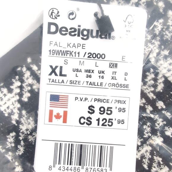 Desigual Women's Kape Black Herringbone Plaid Stetch Mini Skirt - Size L - NWT - Picture 12 of 15